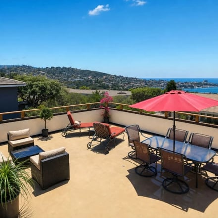 Rooftop terrace with ocean views, La Jolla
